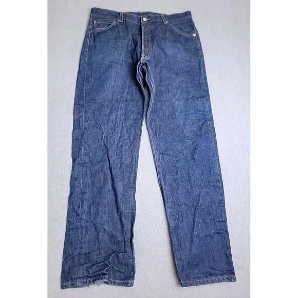 Levis Mens 501 48x34 (36x32) Jeans Straight Button High Cotton Blue Distressed - Picture 1 of 16